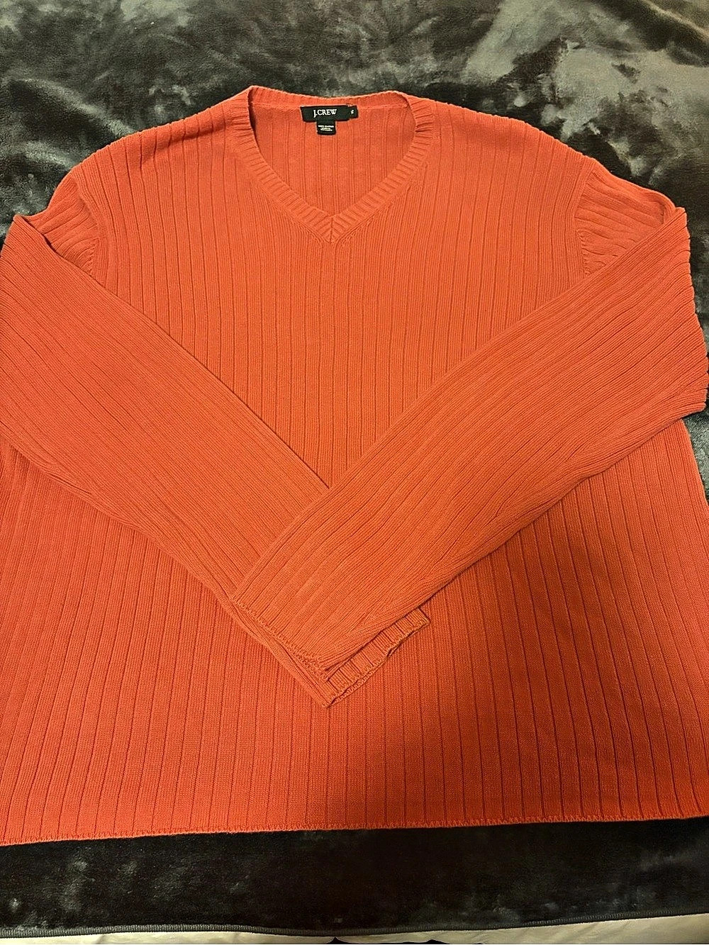 J.Crew Cotton V-Neck Sweater Orange XL Like New